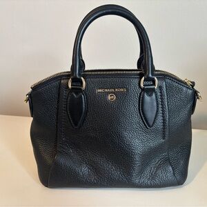 Black Michael Kors Sienna Medium Pebbled Leather Satchel